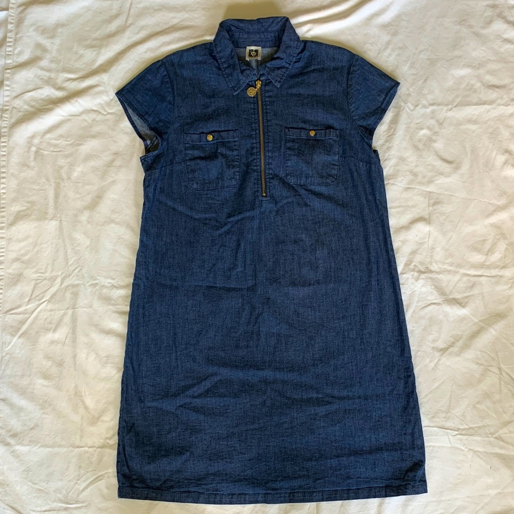 Anne Klein Dark Blue Denim Dress